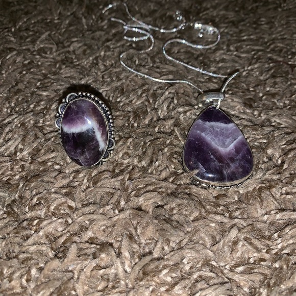 Purple Amethyst Lace Ring & Necklace Set - Picture 3 of 8